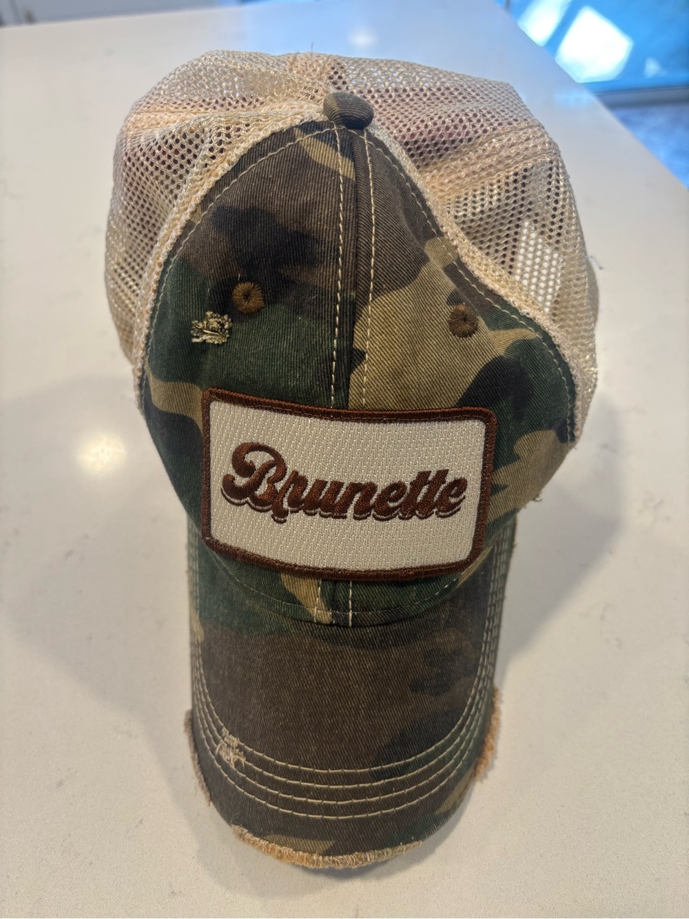 Judith March Camo 'Brunette' Patch Trucker Hat - Brown & Green